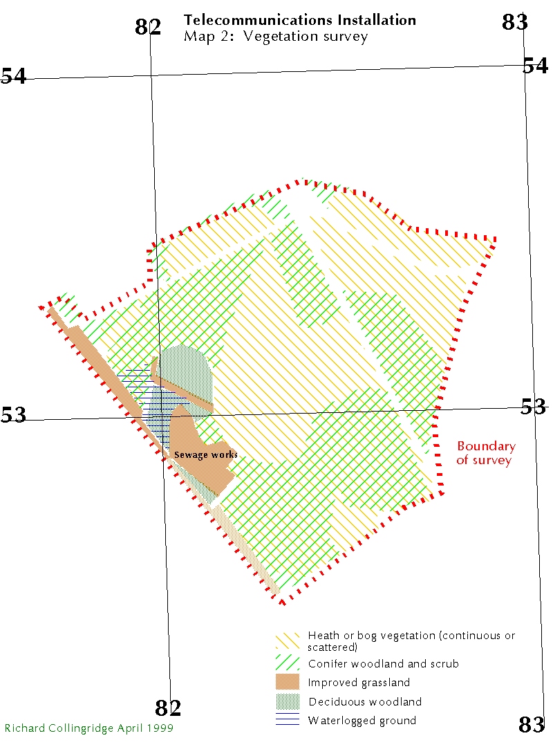 Map of telecommunications mast survey