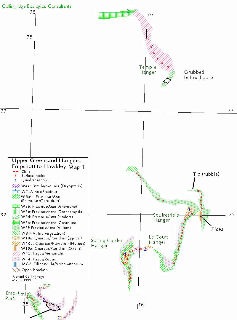 Sample map of Hampshire Hangers survey